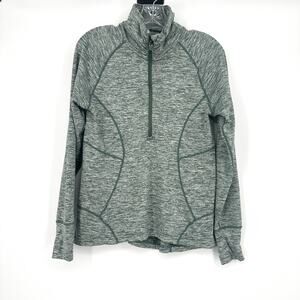 Eddie Bauer Women's Large 1/2 Zip Pullover Green Heather Performance Active Top